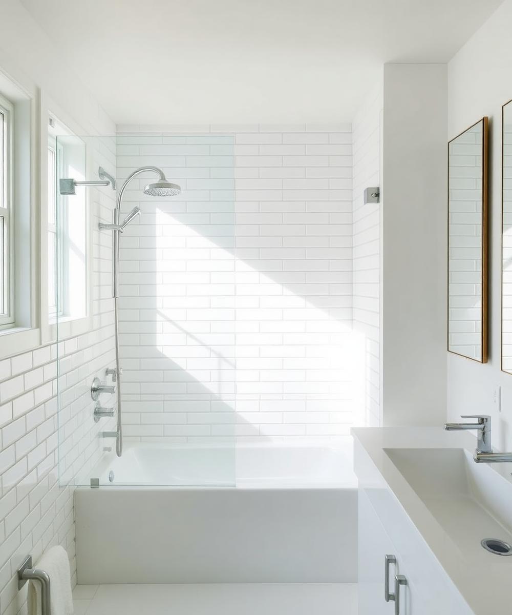 Sparkling white residential bathroom